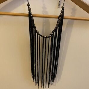 Elegant Black Fringe Necklace